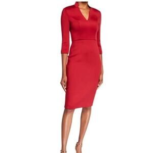 Badgley Mischka Collection V-Neck Scuba Dress NWT